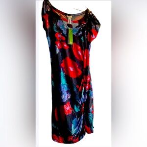 Gorgeous Embellished dress one side rushed  beautifully floral and unique